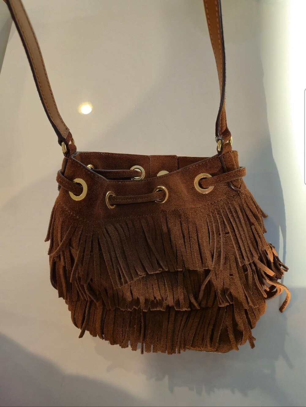 Ralph Lauren Brown Suede Fringe Crossbody Bag - Picture 4 of 6